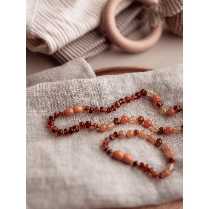 Amber Necklace for Children – Cognac & Aventurine - Image 3