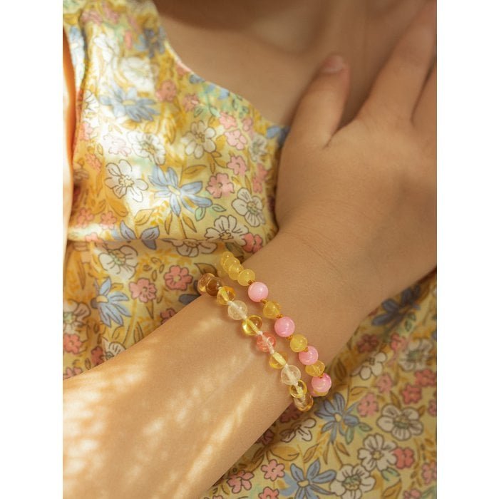 Amber Necklace for Children – Lemon and Rose Quartz - Image 3