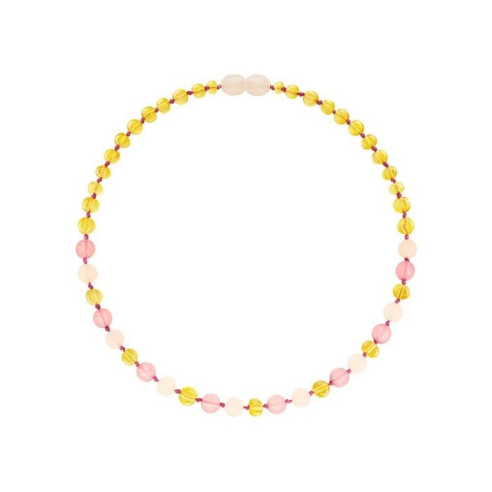 Amber Necklace for Children – Lemon and Rose Quartz