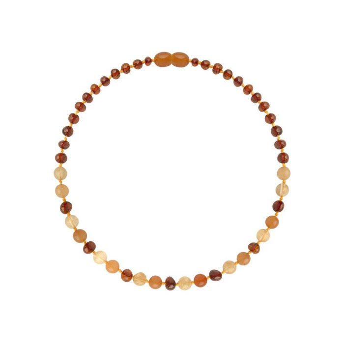 Amber Necklace for Children – Cognac & Aventurine
