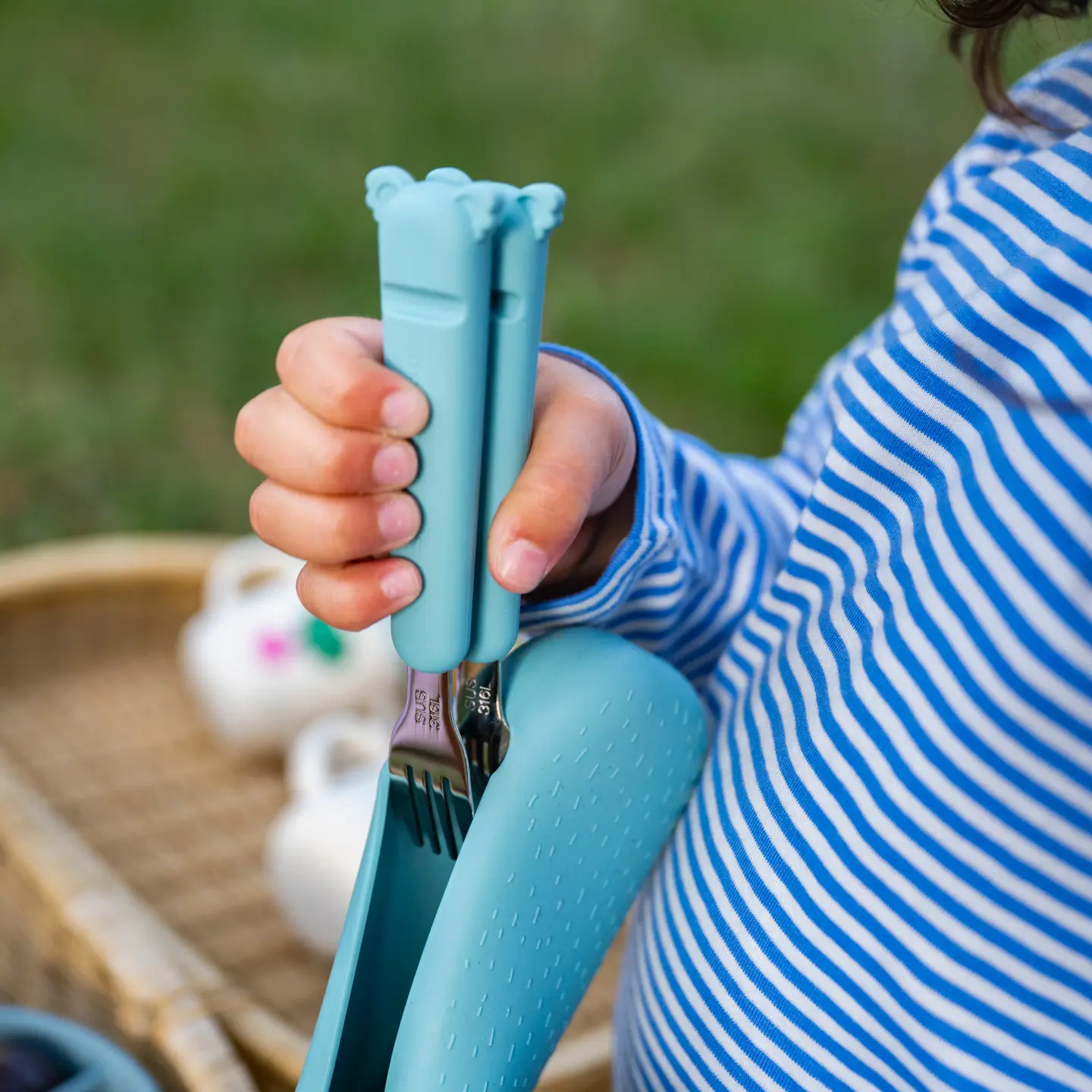 Cutlery Set with Silicone Case Blue - Image 4