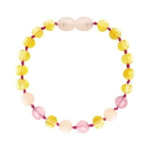 Amber Bracelet Baby - Lemon and Rose Quartz
